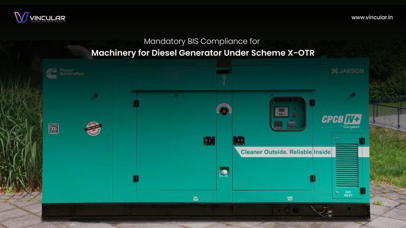 BIS Scheme X – OTR (Omnibus technical regulation): Mandatory Compliance requirement for machinery for Diesel Generator.