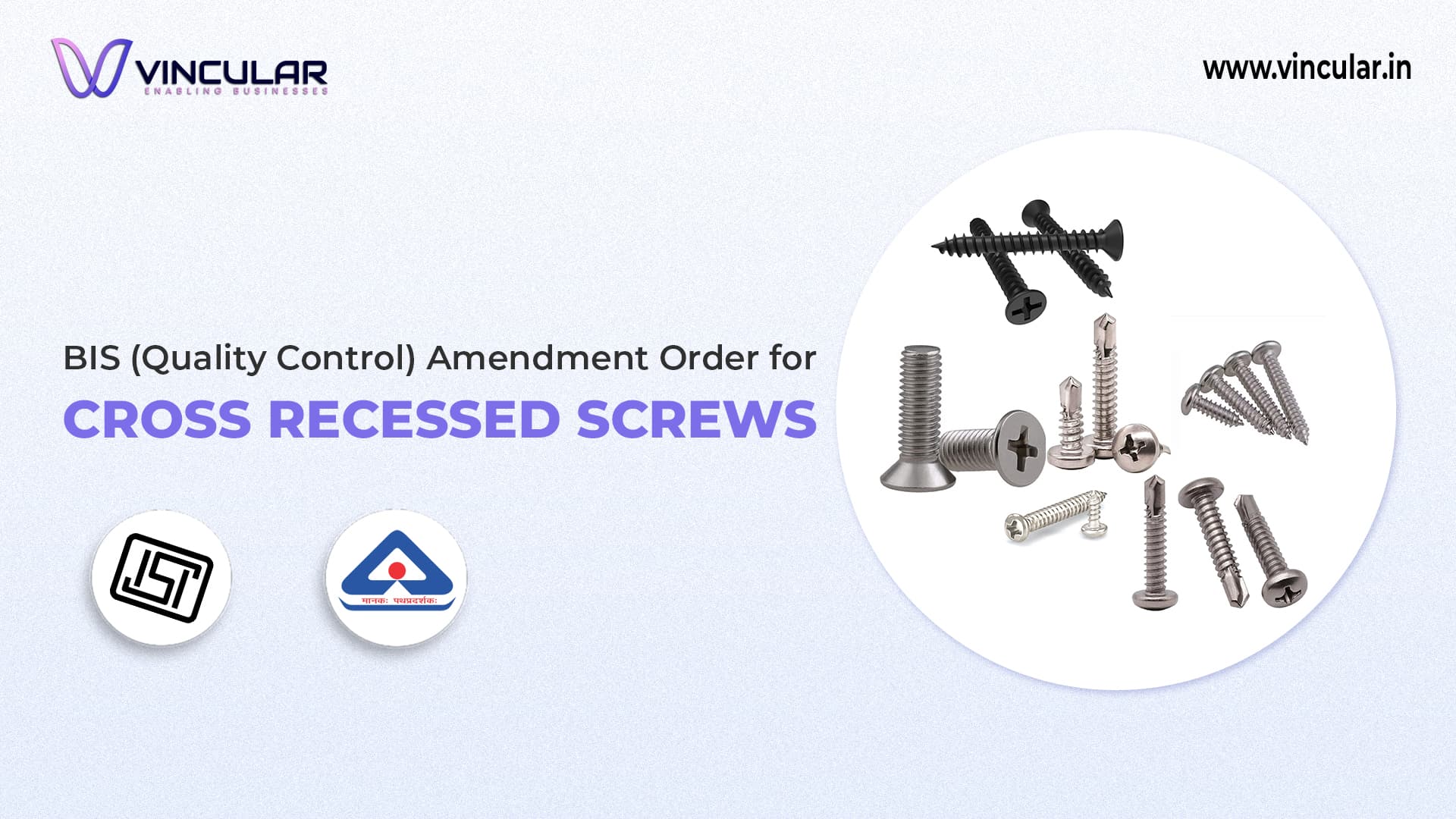 BIS (Quality Control) Amendment Order for Cross Recessed Screws