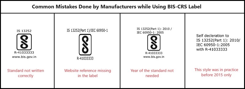 Common mistakes done by manufacturers while using BIS-CRS Label
