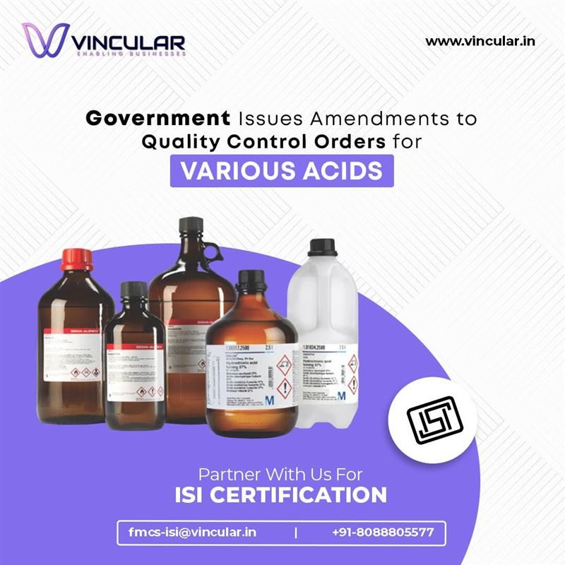 Government Issues Amendments to Quality Control Orders for Various Acids